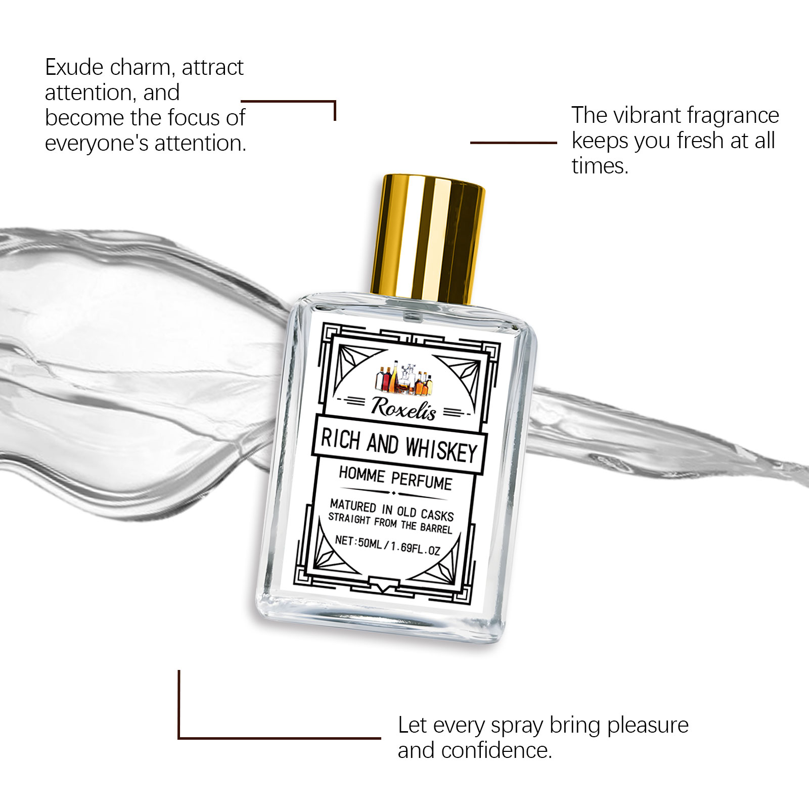 Roxelis 50ml Charm Whisky Men' - Perfume Fragrance Vanilla 评论和价格